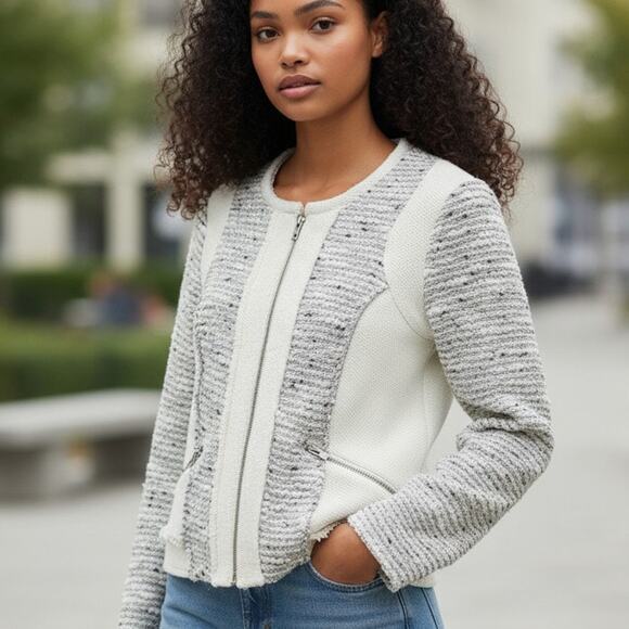 DREW Anthropologie Moto Knit Zip Front Cardigan Sweater Jacket - Size S - Picture 1 of 7